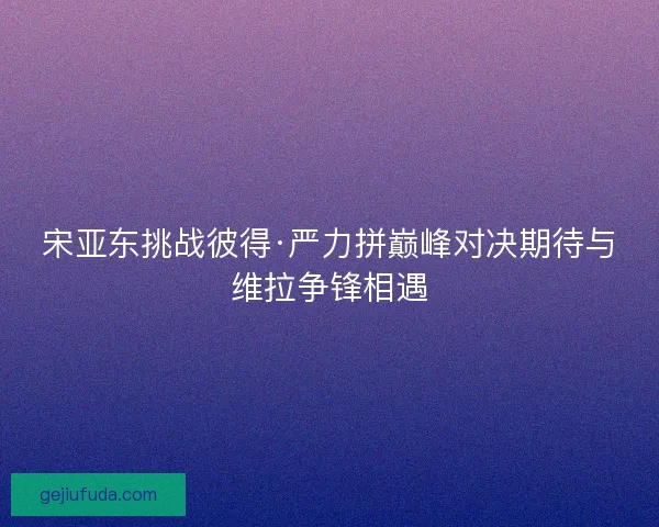 宋亚东挑战彼得·严力拼巅峰对决期待与维拉争锋相遇